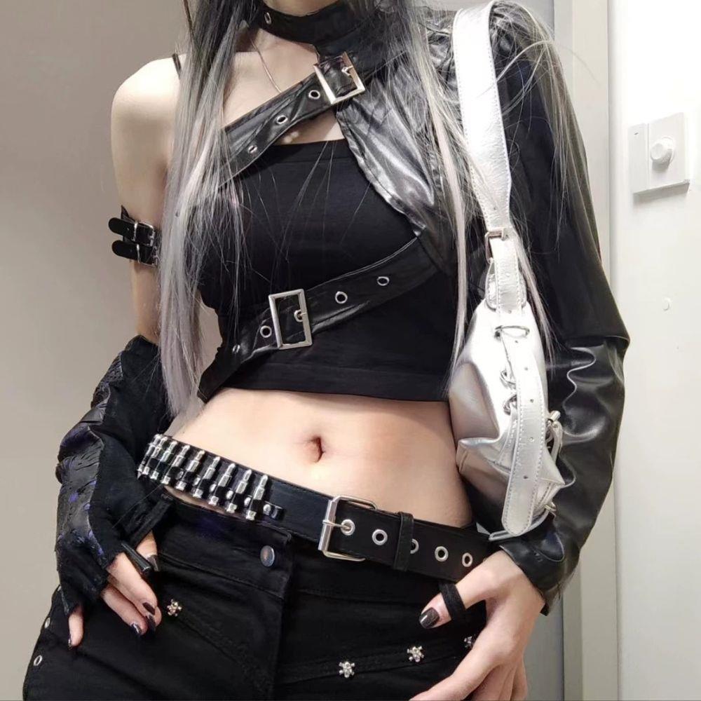 Gothic Bullet Rivet Belt Heavy Metal Belt Men Punk Girls Nightclub Y2K Belt Women's Belts Rock