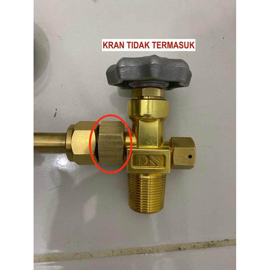 Nepel Adaptor untuk Kran CO2/N2O drat kecil ke Drat Luar 5/8