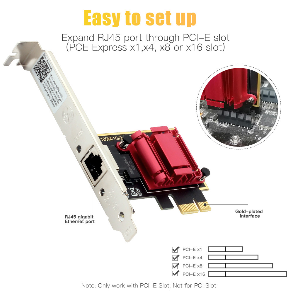 2.5G PCI-E Network Card RTL8125B Chip Gigabit Ethernet PCI Express Network Card 10/100/2500Mbps