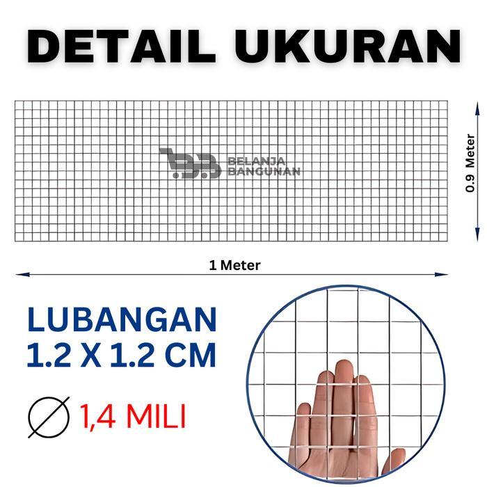 Kawat Loket Ram Galvanis Lembar Tebal 1,4 Mili Lubangan 1.2 X 1.2Cm (Ukuran 0,9 X 1 Meter) Best