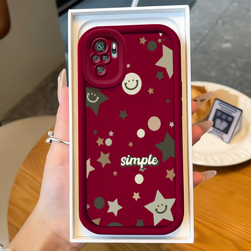 Casing Hp untuk Xiaomi Redmi Note 10 Note 10s Note 10 Pro Max POCO M5s Case Bintang tersenyum Kasing