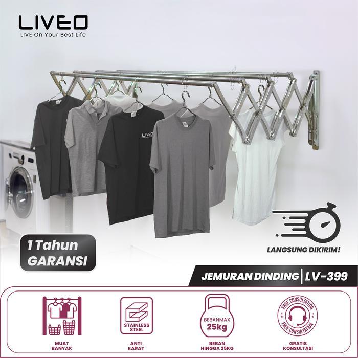ORIGINAL Jemuran Dinding Baju Stainless Steel Liveo LV399 Jemuran Lipat Gantung READY STOCK