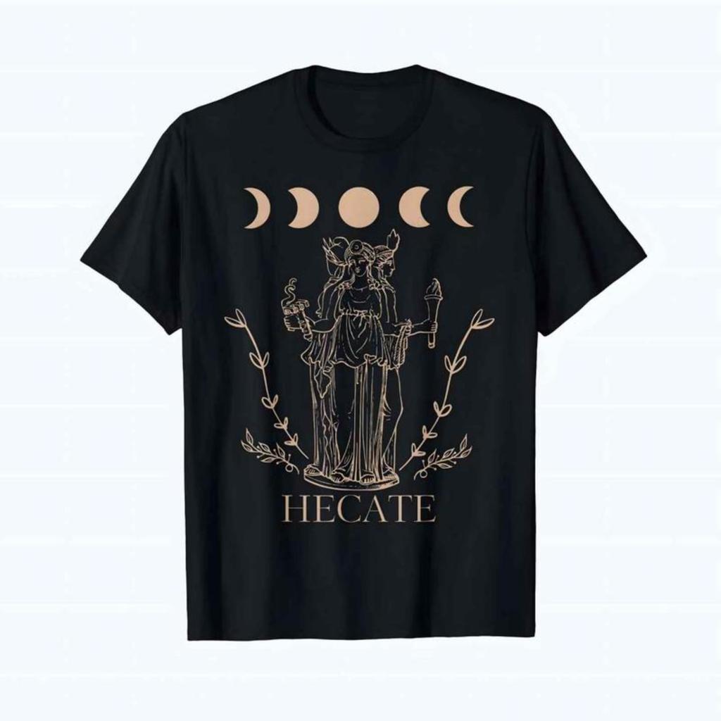 Triple Moon Goddess Tarot Card Pagan Witch Hecate T-Shirt for Men Women Cotton Summer Top Tee