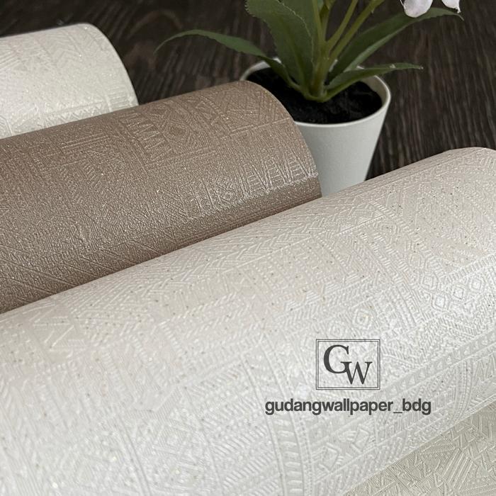 Wallpaper Dinding Vinyl Motif Relief Coklat Putih Abu Bertekstur Timbul