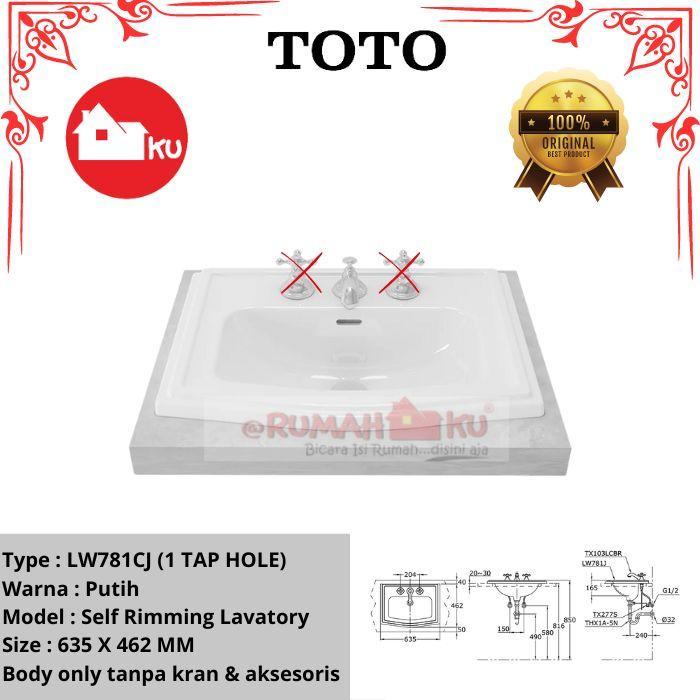 WASTAFEL TOTO LW781CJ BODY ONLY SELF RIMMING LAVATORY 1 TAP HOLE
