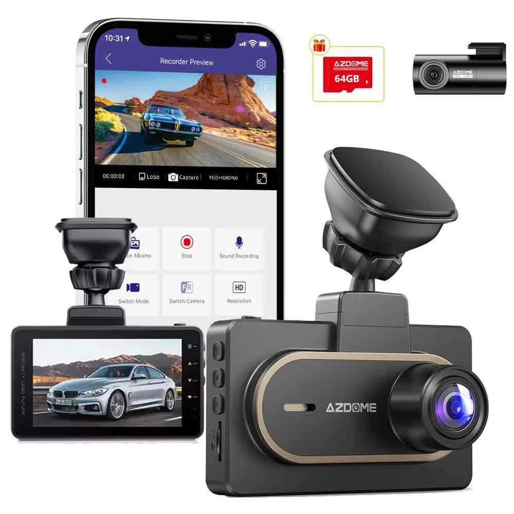 AZDOME M27S 2K Dash Cam Built-In GPS Wi-Fi Dash Car Camera with 3 Inch Screen WDR Super Night Vision
