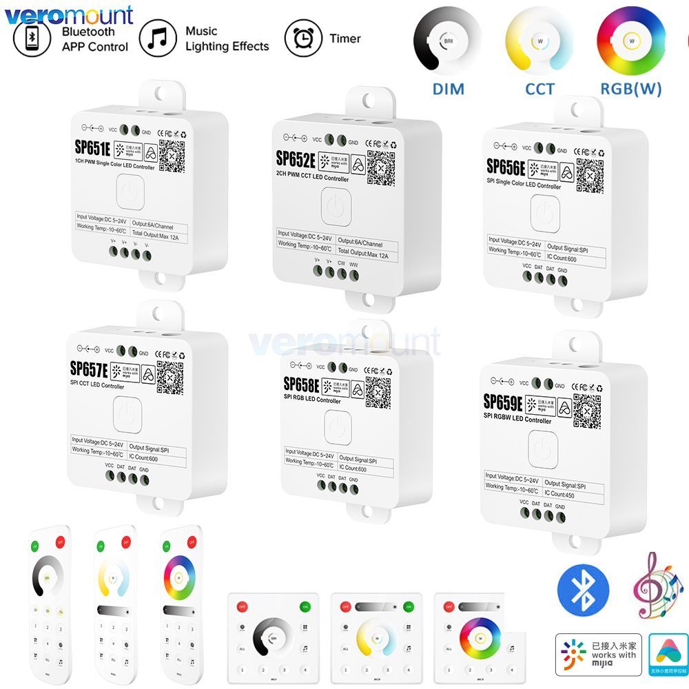 SP651E SP652E SP656E-SP659E DC 5-24V LED Bluetooth Controller PWM / SPI Strip Light Signal Dimmer M1