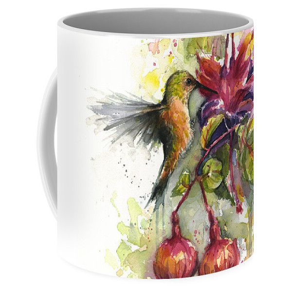 Mug Kopi Burung Kolibri dan Fuchsia Hummingbird and Fuchsia Coffee Mug