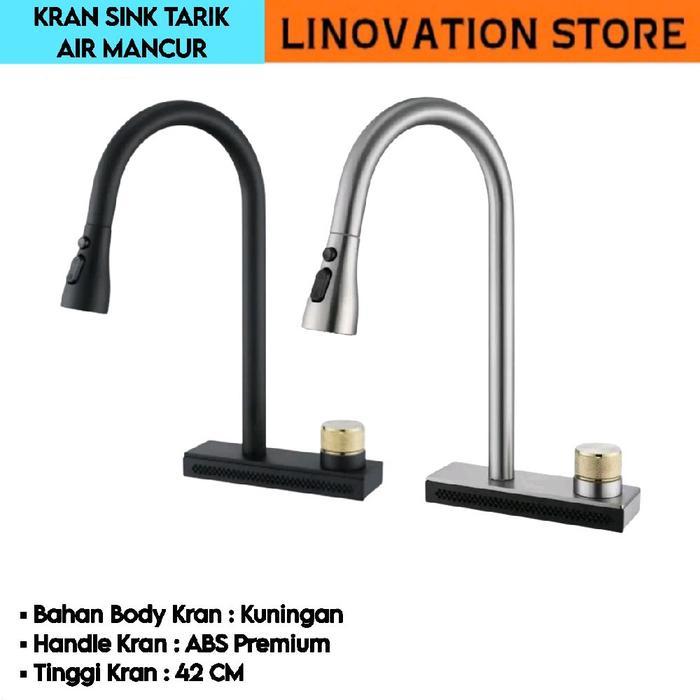 Kran Cuci Piring Keran Sink Tarik Kran Wastafel Cuci Piring Kran Air Terjun Keran Angsa Dapur Air
