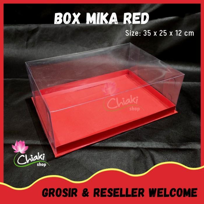 Box Cake Mika Alas MERAH 35x25x12 NO INNER Kotak Donat Dus Kue Kardus