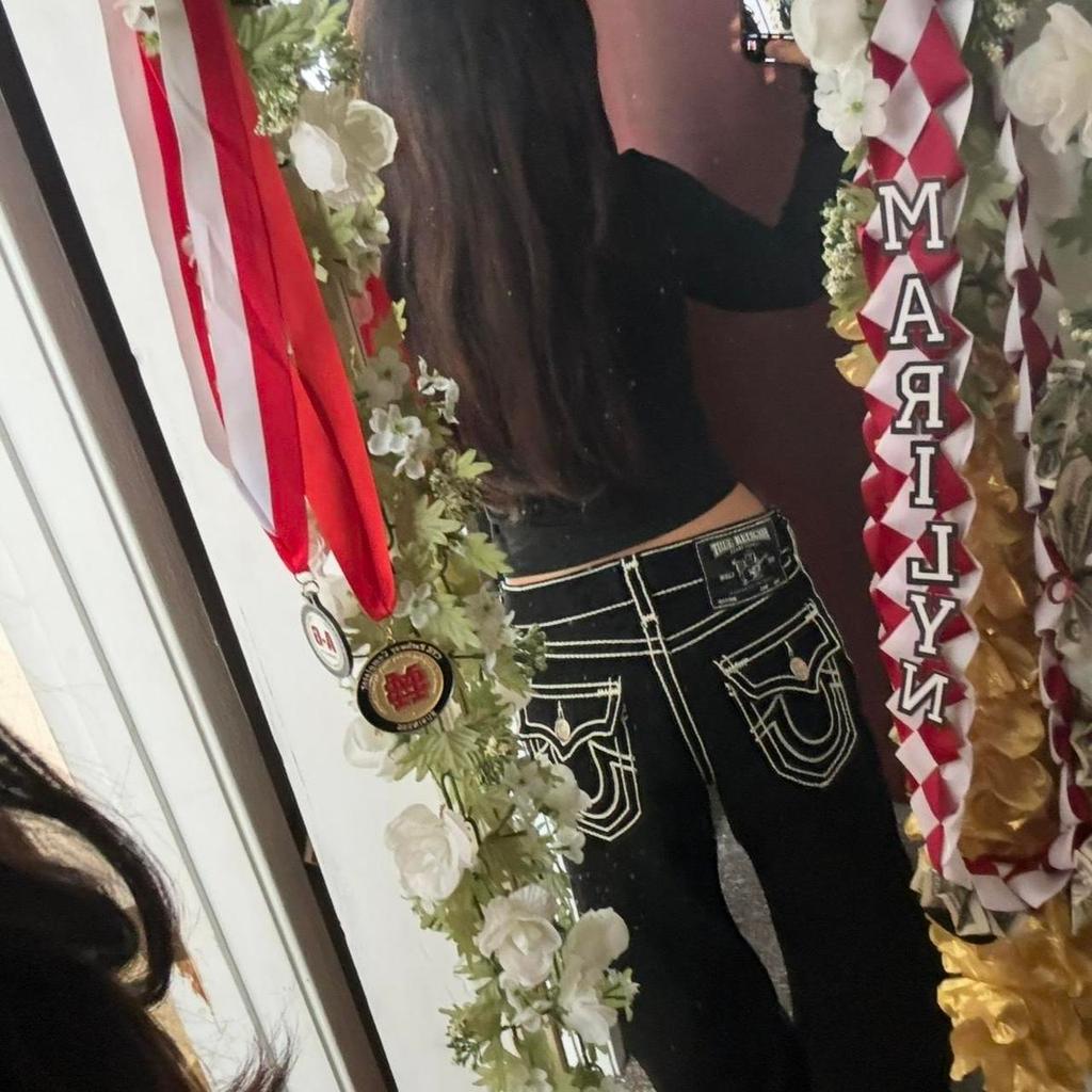 Y2k 2000s Buddha Red Robins Jeans High Street Denim Pants Wide Leg Jeans Vintage High Waist Straight