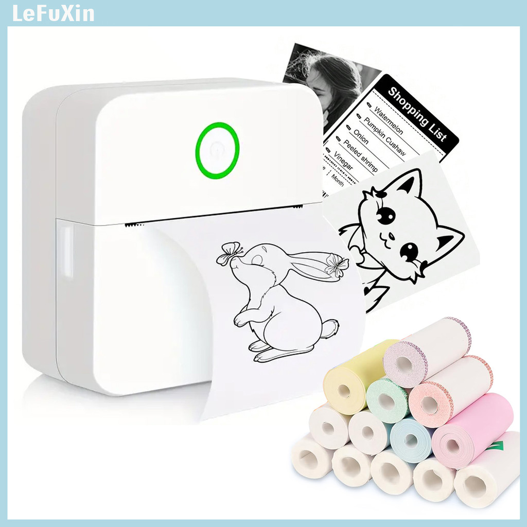 Mini Sticker Printer Printer, Bluetooth Smart Pocket Inkless Thermal Printer , Portable Receipt