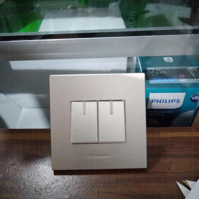 Panasonic Saklar 2 gang 1 arah Silver BISA GRAB