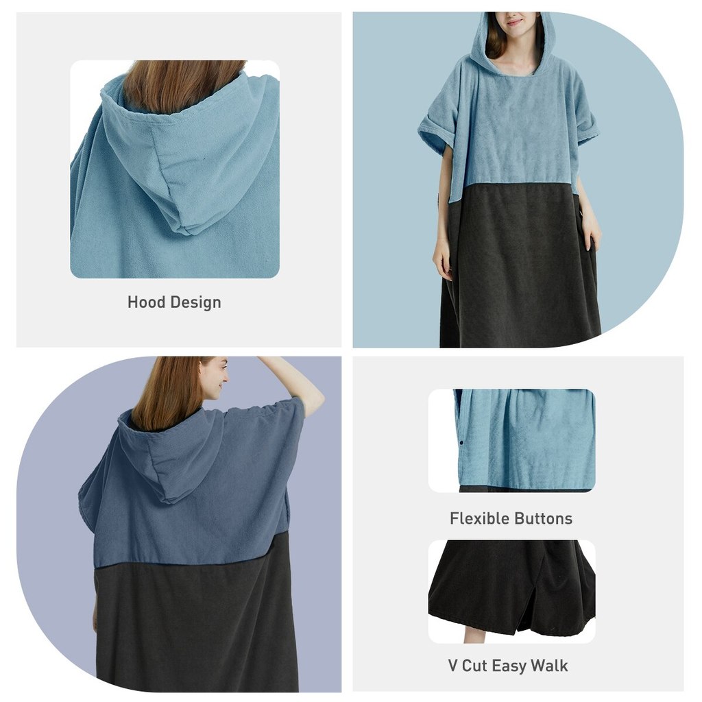 Surf Poncho Towel Poncho Quick-Dry Towel Hoodie Microfiber Beach Robe Changing Poncho Swim Towel