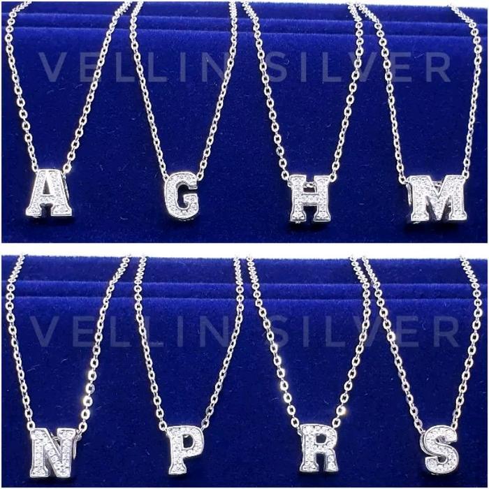 Kalung Perak Huruf Abjad Alphabet Inisial Silver 925 Asli