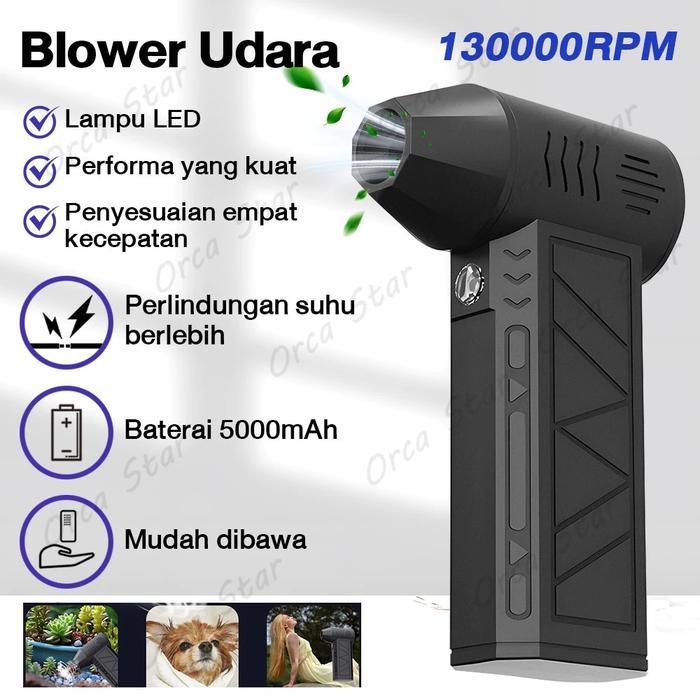 TERLARIS Mini Turbo Jet Fan Electric Air Duster with 4 Gear Adjustable 130000RPM Wind Speed 52m/s