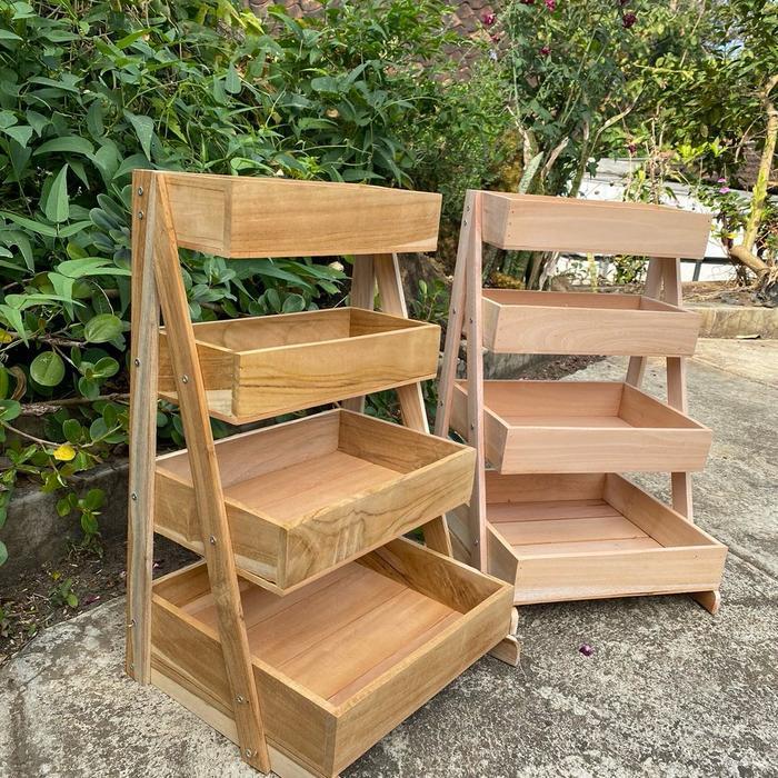 RAK BAWANG SUSUN 4 / RAK SERBAGUNA KAYU JATI / RAK DAPUR