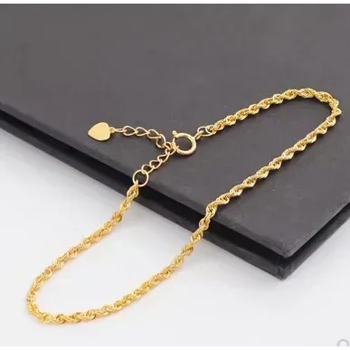 24k gold bracelets 999 jewelry gold twisted chains bracelet 16+2.5cm