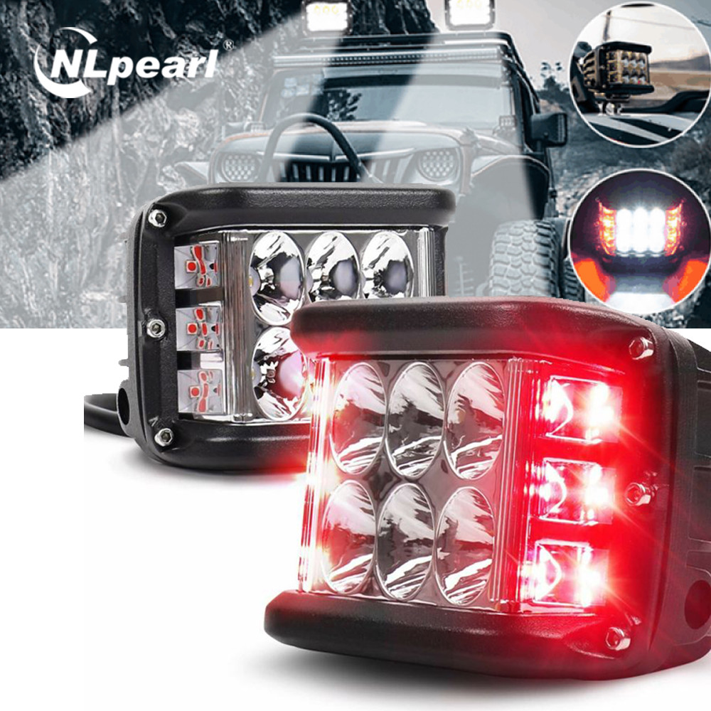 NLpearl 4 "Lampu Kerja LED Lampu Led Penembak Sisi Ganda Lampu Pod Led Lampu Berkedip OffRoad untuk 