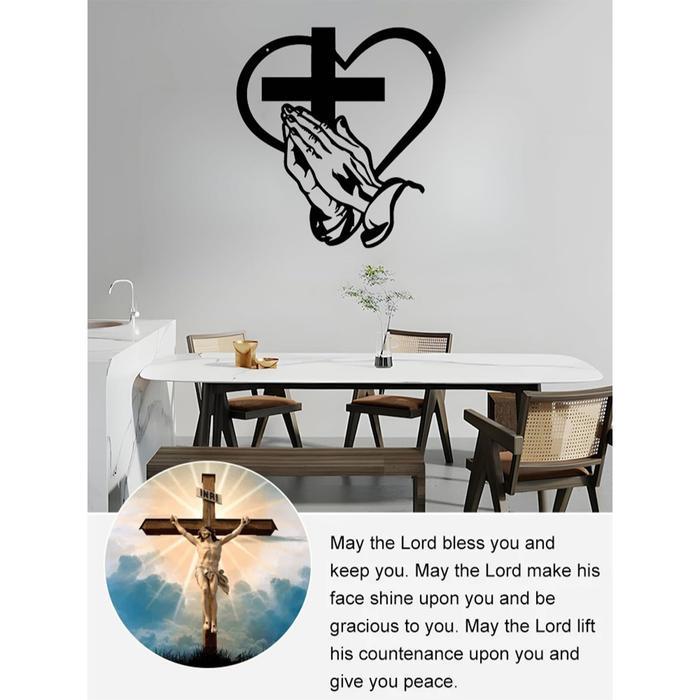 SAHABAT-MANCING Salib hiasan dinding Tangan Berdoa Hiasan Pajangan Dinding Salib Besi untuk Ruang