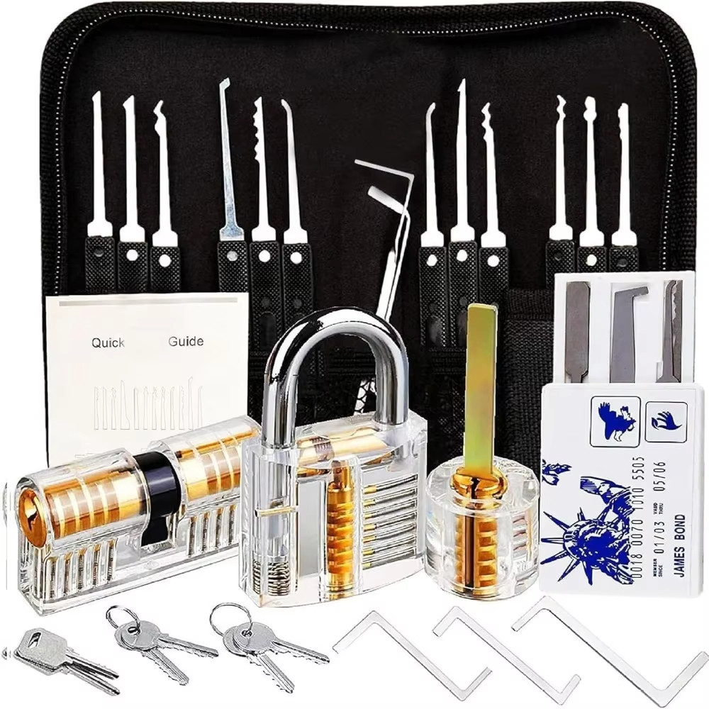1 Set Lock Picking Set Transparent Locksmith Tools Multifunctional Training Locks Set Steel For