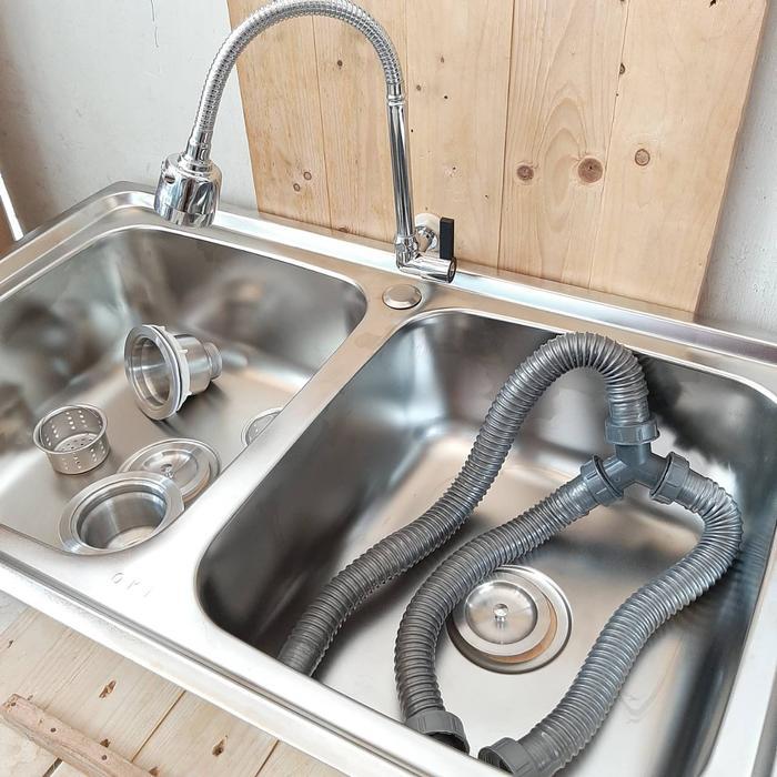 Terlaris Kitchen Sink Oki 8347 Bak Cuci Piring 2 Lubang Tempat Cuci Piring