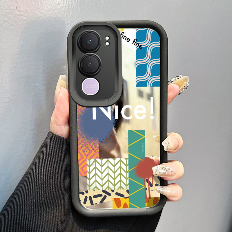 Casing Hp Untuk VIVO Y21d Case Garis sambungan warna-warni Mirror Kasing silikon cocok pria dan wani