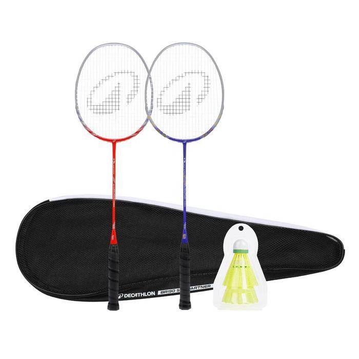 Decathlon PERFLY Set Raket Badminton Dewasa BR190 Merah/Biru - 8862687