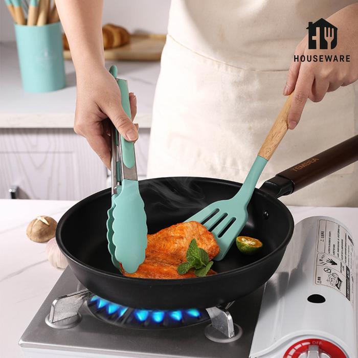 Hw [Cod] Set Spatula Silikon 12 In 1 Best Seller Peralatan Masak Food Grade, Tahan Panas, & Anti