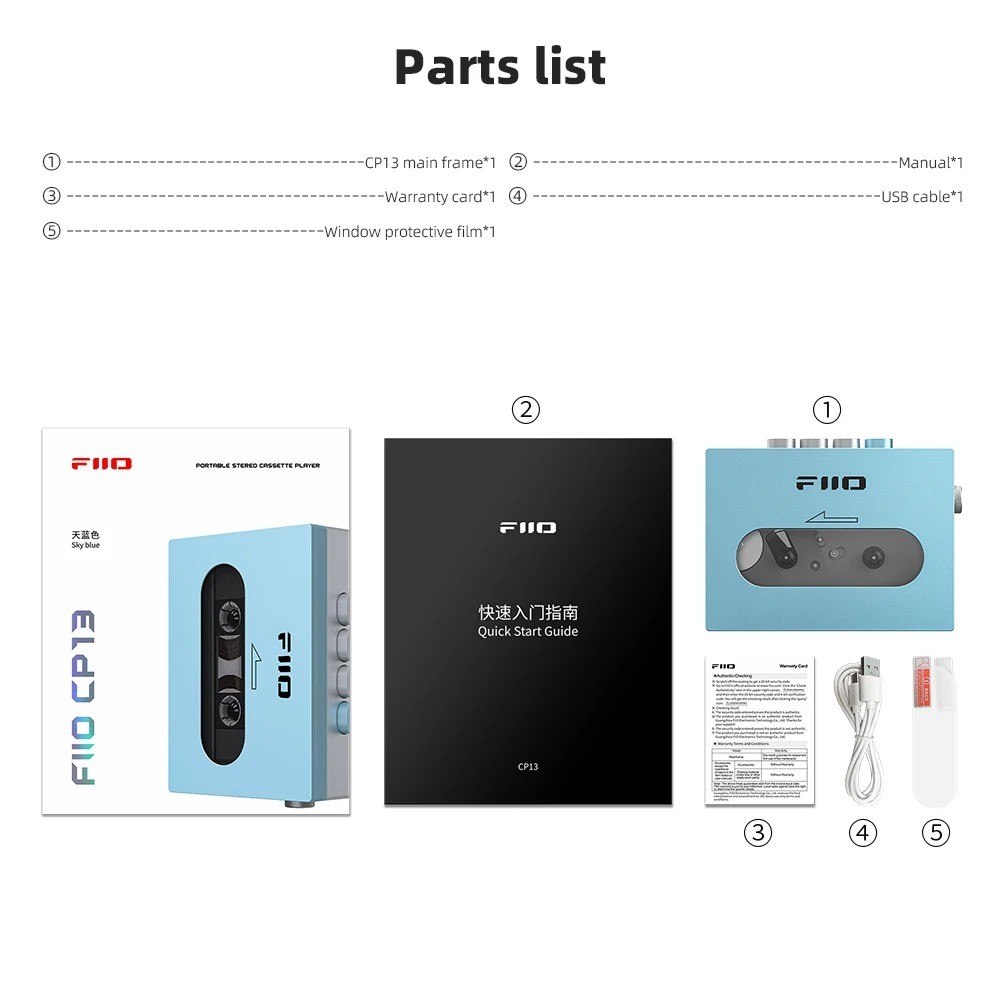 FiiO CP13 Portable Stereo Cassette Music Player Walkman 13 hours 1800 mAh Battery Life Dual-Mode