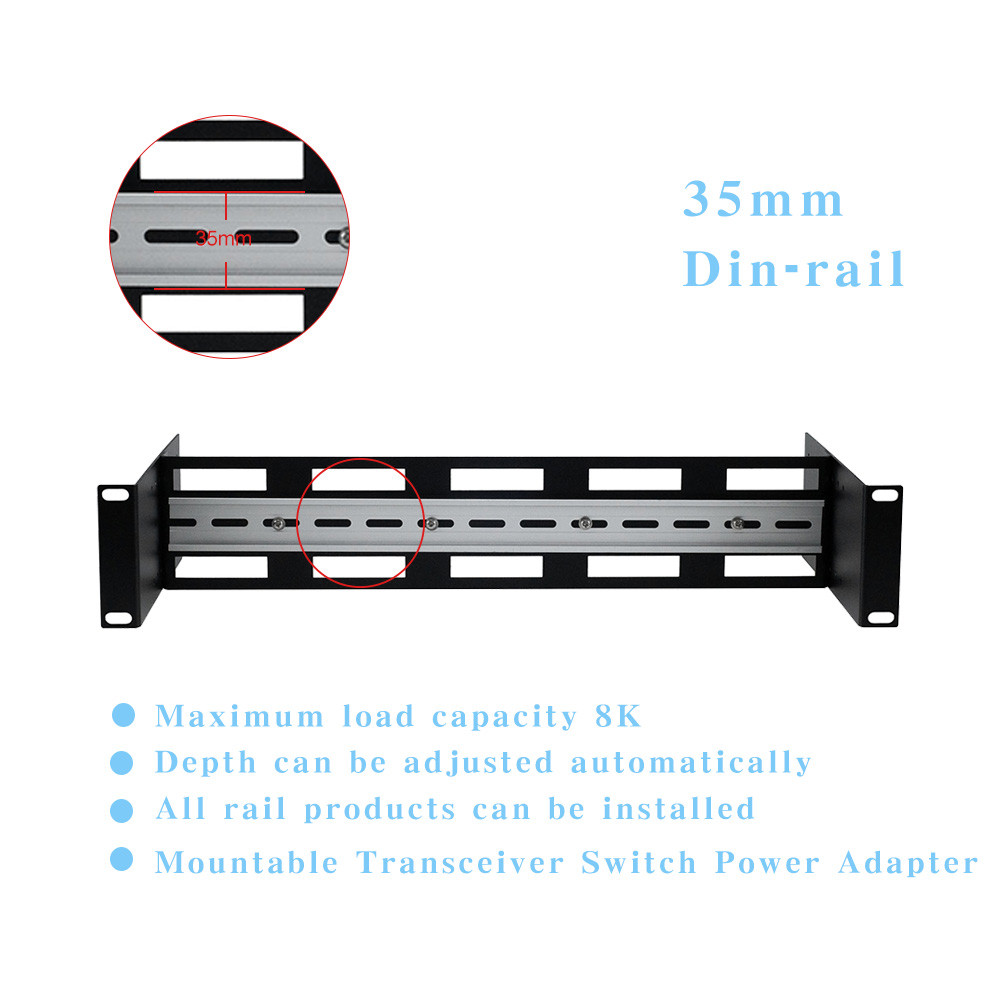 19 Inch Adjustable Rackmount Din Rail Chassis in Cabinet Bracket for 35mm Din-Rail Mount Devices