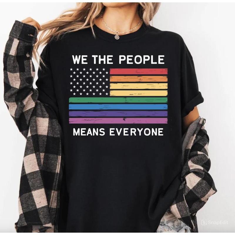 Rainbow Flag Patriotic Shirt, Pride Month Shirt, LGBT Pride Parade Tshirt, Equal Right Shirt, Lesbia