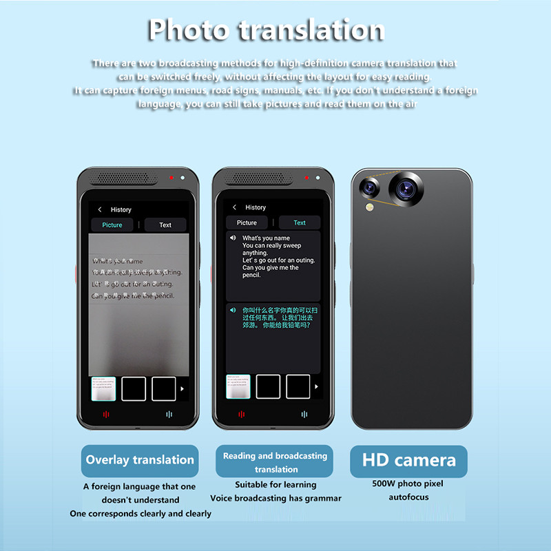 Vormor Z6 Translator Portable 4.1 Inches AI Voice Translator 138 Multiple Languages Voice Text