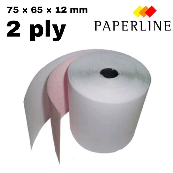 kertas kasir struk paper roll hvs NCR 2 ply 75 X 65 paperline paket 10rol