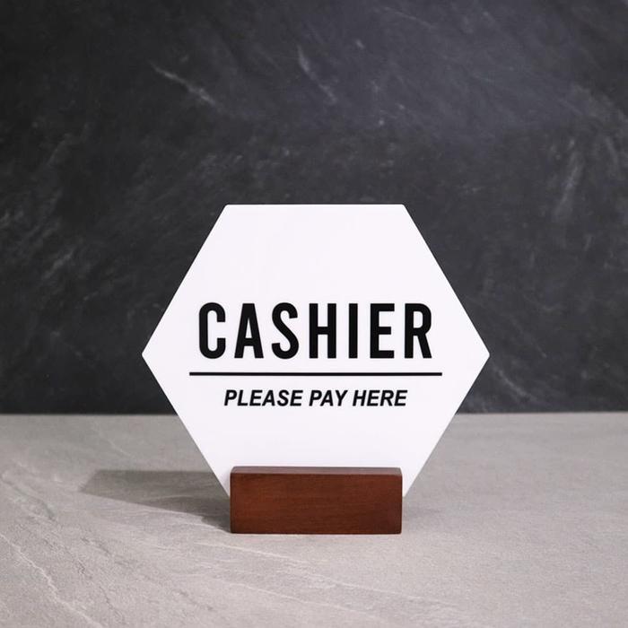 Table Sign Akrilik Sign Papan Kasir Papan Meja Cafe Cashier