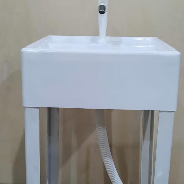 Wastafel Cuci Tangan Portable/Wastafel Standing Pvc+Kaki Komplit Set