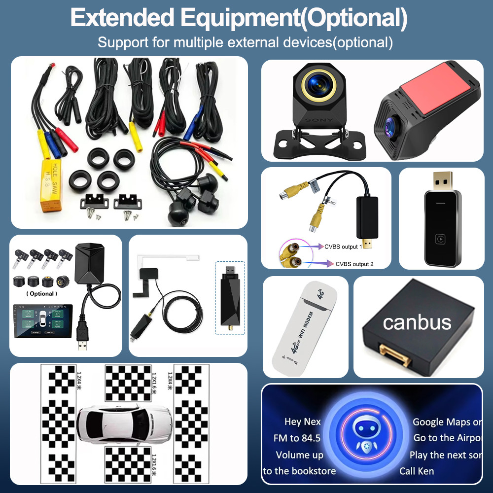 FOR DAB+ DVR TPMS CARPLAY OBD SONY 360 Cameras Android 15 For TPMS External/Internal