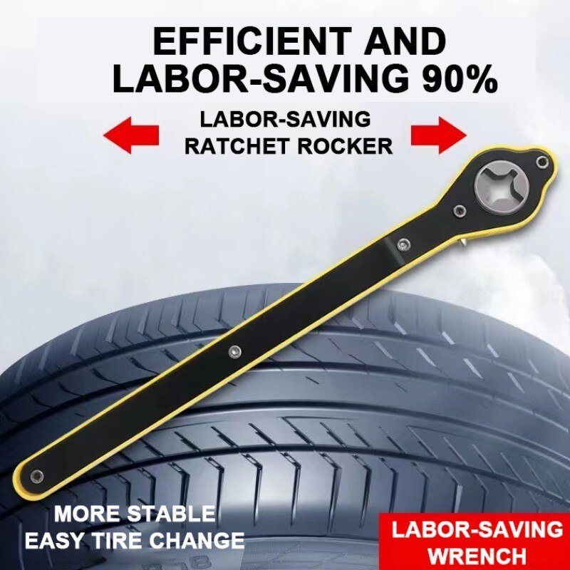 Car Labor Saving Jack Ratchet Wrench Scissor Jack Garage Tire Wheel Lug Wrench Handle Labor Saving W