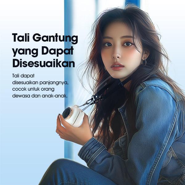 Acome Af002 Portable Mini Fan Camera Style Kipas Angin Gantung Leher Model Kamera + Tali Kalung -