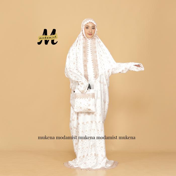 Top Mukena Terusan Dewasa Sutra Millo Bordir Renda mewah