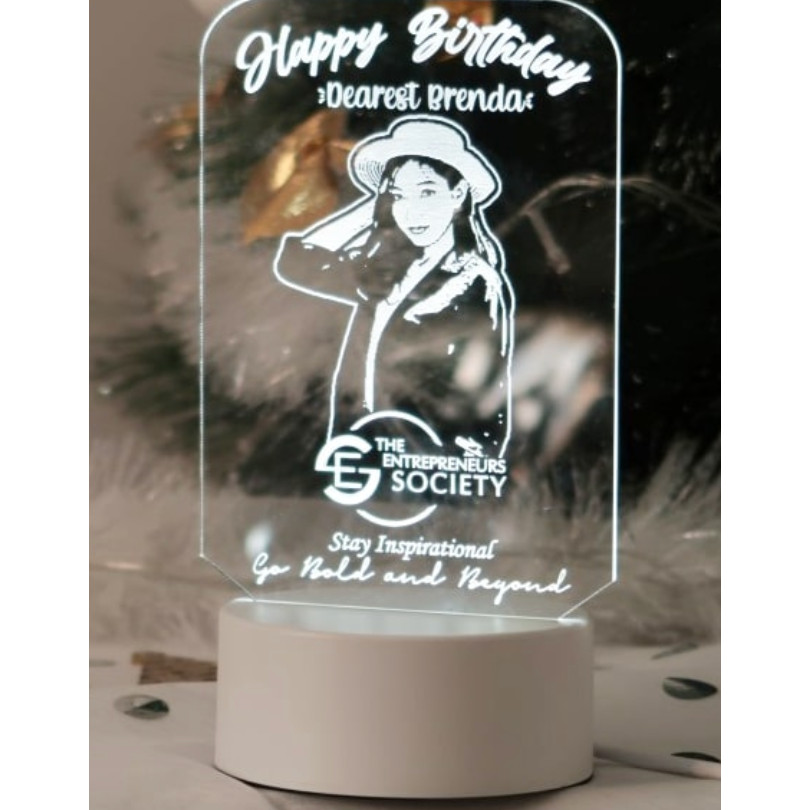 Lampu Tidur Hias 3D Custom Foto Wajah Sketsa Laser Engrave Akrilik LED Hadiah