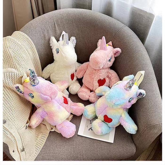 Top TAS UNICORN NA NI Tas Ransel Boneka Perempuan Wanita Motif Kartun Karakter Hewan Unicorn Anak &
