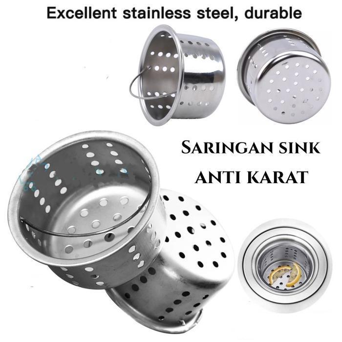 Saringan Sink Stainless Keranjang Avur Saringan Wastafel Afur