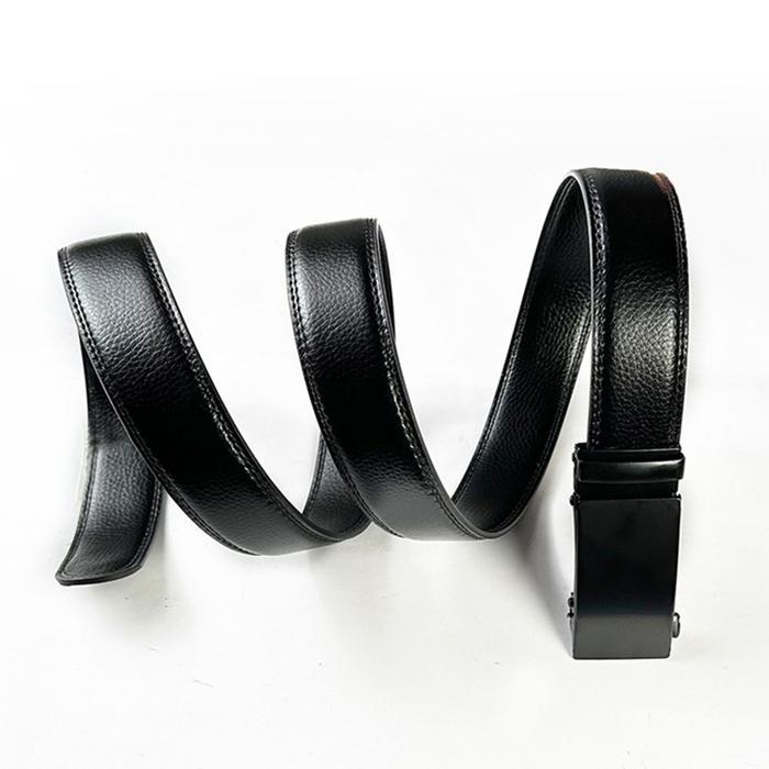 HOLO Sabuk Pinggang Pria Stainless Kulit Otomatis Belt Karet Sabuk Gesper lkat Pinggang Hitam