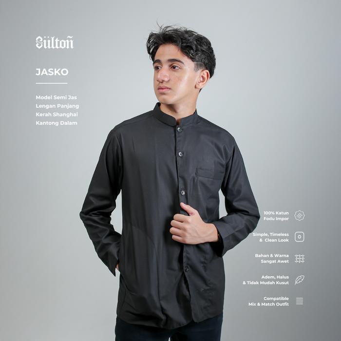 JAS KOKO SULTON POLOS LENGAN PANJANG SAKU SAMPING SEMI BAJU KOKO KOKO PRIA DEWASA