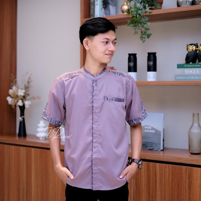 EL RUMI BAJU KOKO DEWASA YISUNSIN LENGAN PENDEK MODEL BORDIR EL RUMI BERKERAH SHANGHAI BAHAN TOYOBO