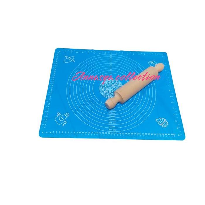 alas adonan dan rollpin kayu / alas baking adonan Kitchenware Kue Roti