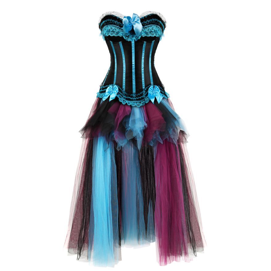 Women Sexy Corset Dress Vintage Satin Lace Corset Bustier Lingerie Top With Burleque Multicolor