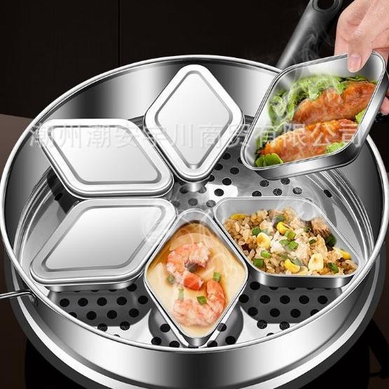 Mangkok kukus dengan tutupan stainless foodgrade food steamer tahan panas anti karat