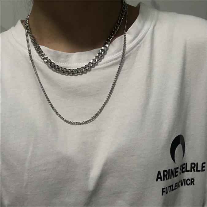 Kalung Pria Double Layer Silver